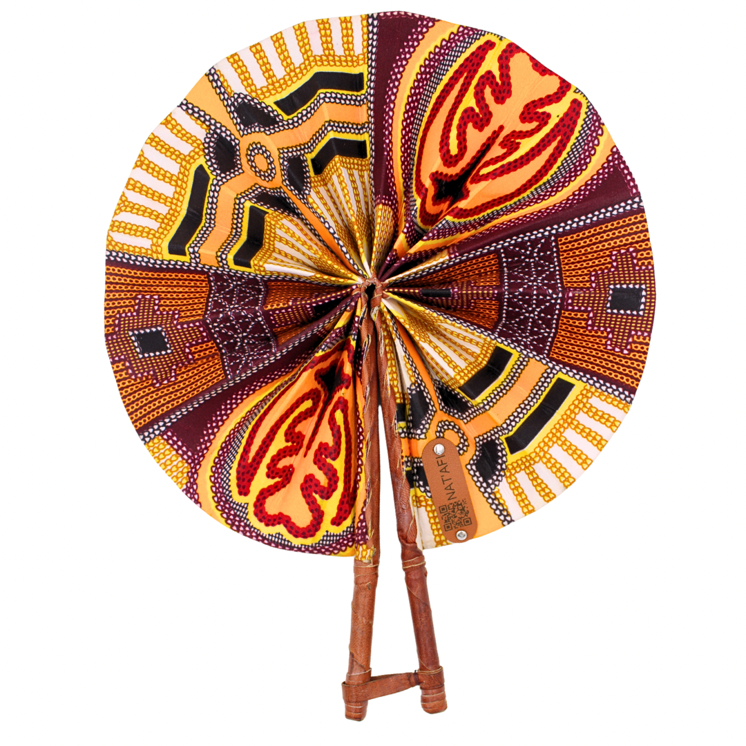 🌞 Éventail en Wax Nat'Afi – Élégance Africaine &amp; Fraîcheur Instantanée 🌞