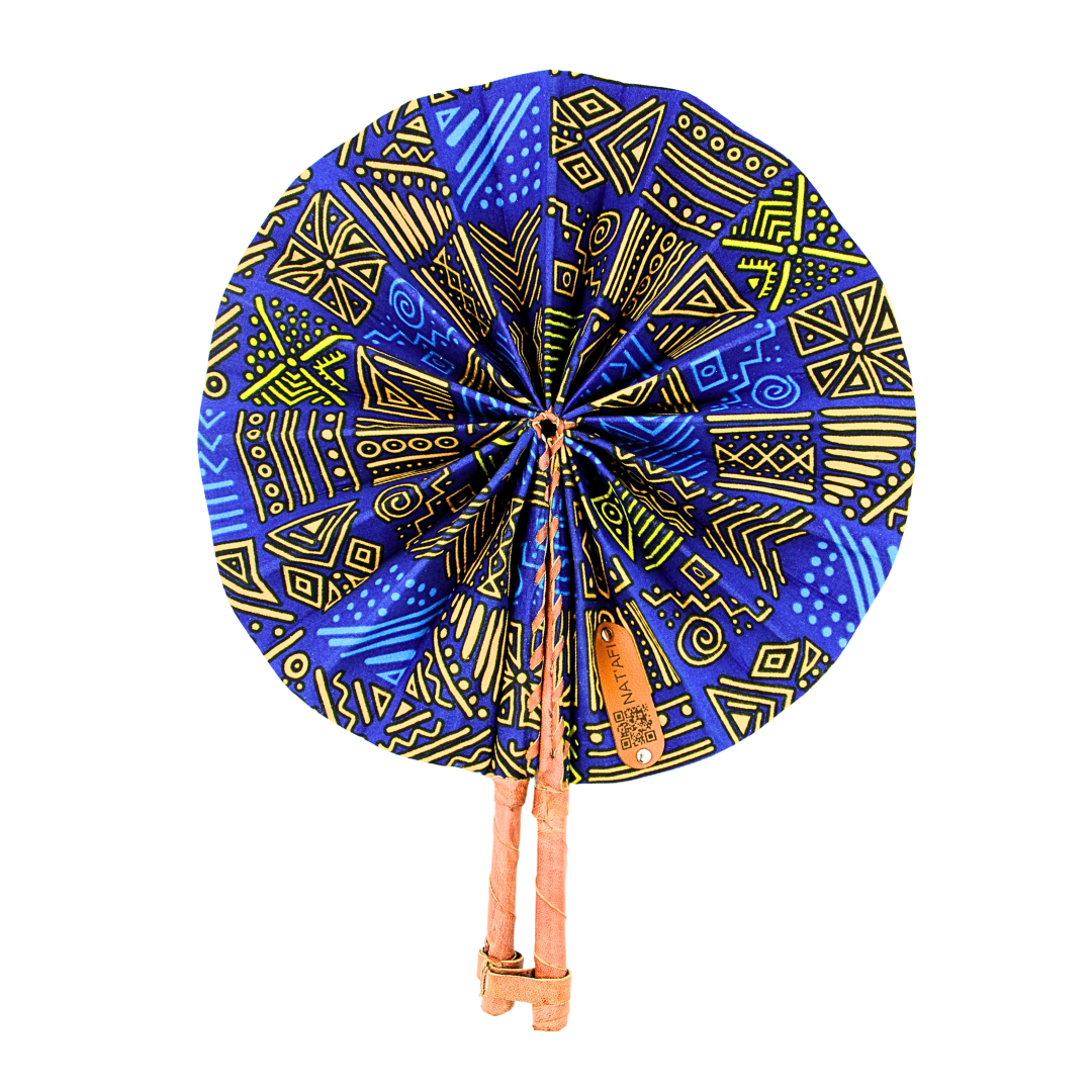 🌞 Éventail en Wax Nat'Afi – Élégance Africaine &amp; Fraîcheur Instantanée 🌞