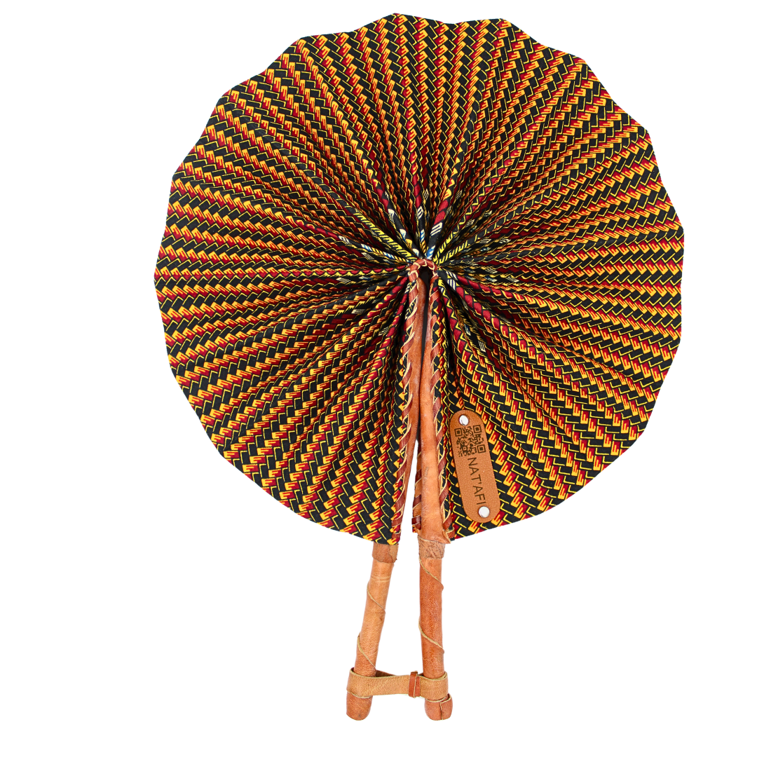 🌞 Éventail en Wax Nat'Afi – Élégance Africaine &amp; Fraîcheur Instantanée 🌞