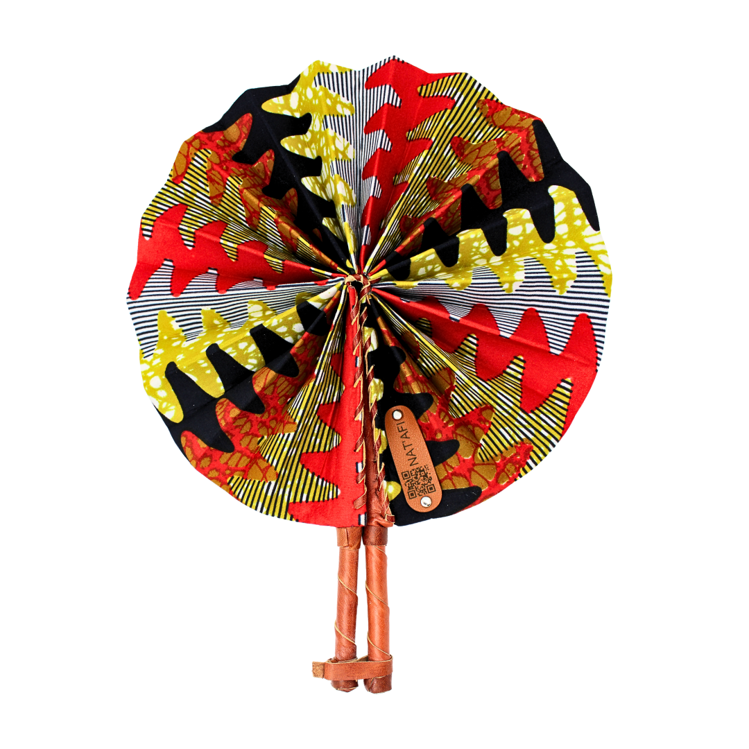 🌞 Éventail en Wax Nat'Afi – Élégance Africaine &amp; Fraîcheur Instantanée 🌞